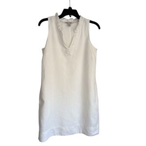 Tommy Bahama Two Palms Double Ruffle Linen Dress In White Size XS